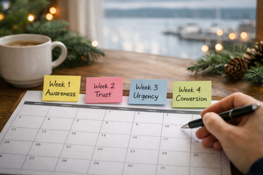 How to build a 30-day content calendar based on the Kitsap Holiday Revenue Boost model