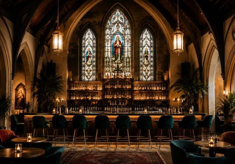 Holy Water Port Orchards Cocktail Bar in a Church