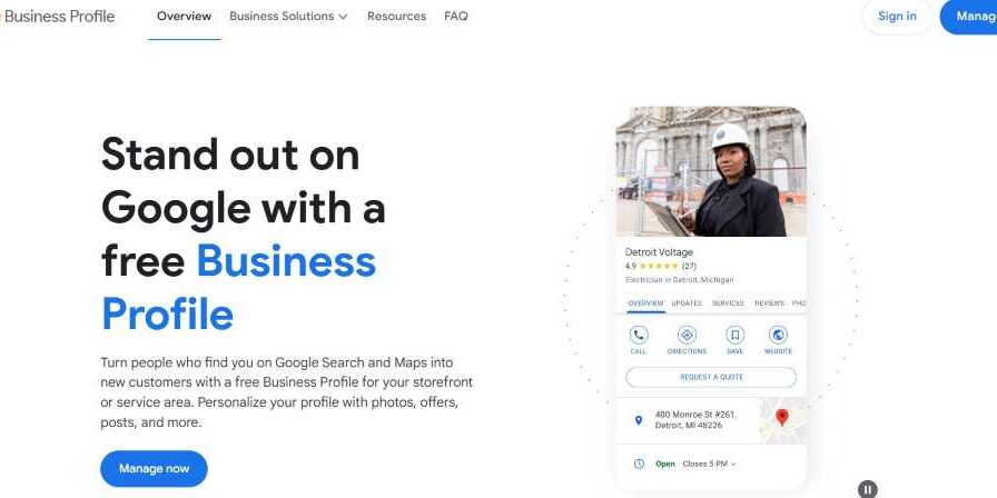 google my business website