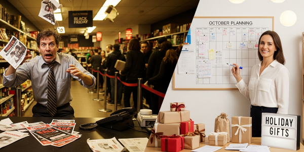 holiday promotion Kitsap County early planning vs late promo stress